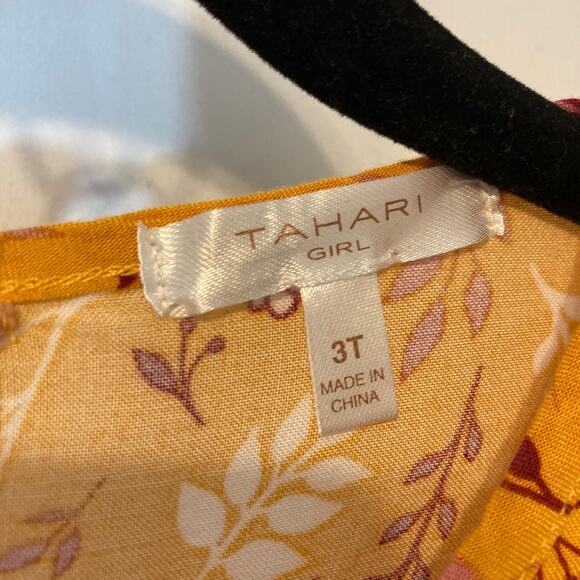 ❤️5/$25 SALE Tahari Girl’s Yellow Orange Floral Long Sleeve Flowy Blouse Top - Picture 6 of 9